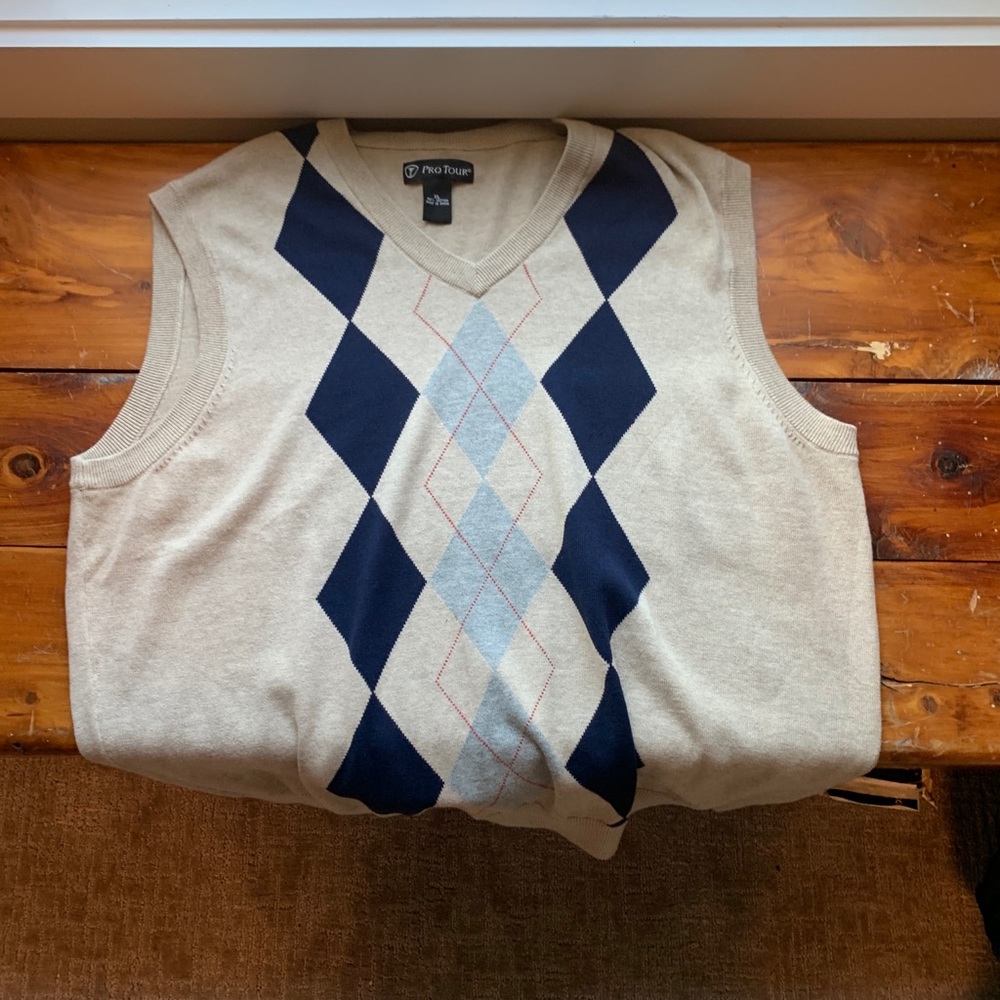 Cream Argyle Sweater Vest